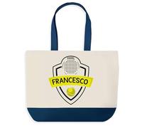 Planetee Sac de shopping bleu Francesco Joueur de padel - Cabas Sport Cadeau Papa Anniversaire Noël
