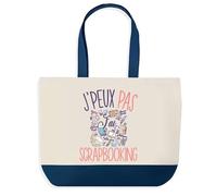 Planetee Sac de Shopping Bleu J'peux Pas Scrapbooking | Idée Cadeau Collègue Noël Anniversaire | Grand Sac de Course Provision