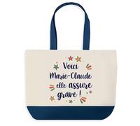 Planetee Sac de shopping bleu Marie-Claude elle assure grave ! | Grand sac de course provision, Cadeau Fête des Mères Anniversaire Soeur Noël Tata Marraine