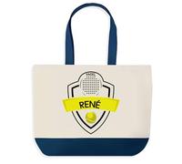 Planetee Sac de shopping bleu René Joueur de padel - Cabas Sport Cadeau Papa Anniversaire Noël