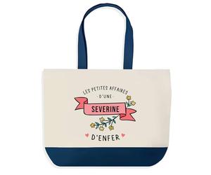 Planetee Sac de Shopping Bleu Severine Les Affaires d'Enfer | Idée Cadeau Collègue Noël Anniversaire | Grand Sac de Course Provision