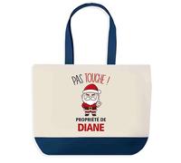 Planetee Sac de shopping Diane Pas Touche Père Noël - Cabas Voyage - Secret santa Cadeau Noël Humour Insolite Collègue