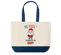 Planetee Sac de shopping Emy Pas Touche Père Noël - Cabas Voyage - Secret santa Cadeau Noël Humour Insolite Collègue