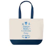 Planetee Sac de shopping Joyeux noël à la meilleure Emy - Cabas Voyage - Secret santa Cadeau Noël Humour Insolite Collègue