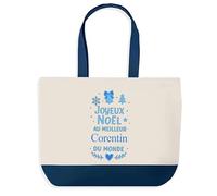 Planetee Sac de shopping Joyeux noël au meilleur Corentin - Cabas Voyage - Secret santa Cadeau Noël Humour Insolite Collègue
