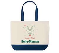 Planetee Sac de shopping Joyeux noël Belle-Maman Cerf - Cabas Voyage - Secret santa Cadeau Noël Humour Insolite Collègue