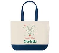 Planetee Sac de shopping Joyeux noël Charlotte Cerf - Cabas Voyage - Secret santa Cadeau Noël Humour Insolite Collègue