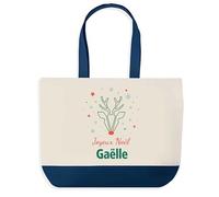 Planetee Sac de shopping Joyeux noël Gaëlle Cerf - Cabas Voyage - Secret santa Cadeau Noël Humour Insolite Collègue