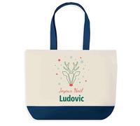 Planetee Sac de shopping Joyeux noël Ludovic Cerf - Cabas Voyage - Secret santa Cadeau Noël Humour Insolite Collègue