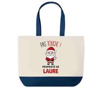 Planetee Sac de shopping Laure Pas Touche Père Noël - Cabas Voyage - Secret santa Cadeau Noël Humour Insolite Collègue