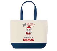 Planetee Sac de shopping Maman Pas Touche Père Noël - Cabas Voyage - Secret santa Cadeau Noël Humour Insolite Collègue