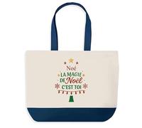 Planetee Sac de shopping Noé Magie de noël Sapin - Cabas Voyage - Secret santa Cadeau Noël Humour Insolite Collègue