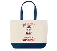 Planetee Sac de shopping Papounet Pas Touche Père Noël - Cabas Voyage - Secret santa Cadeau Noël Humour Insolite Collègue
