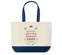 Planetee Sac de shopping Rolande Liste des enfants sages - Cabas Voyage - Secret santa Cadeau Noël Humour Insolite Collègue