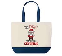 Planetee Sac de shopping Séverine Pas Touche Père Noël - Cabas Voyage - Secret santa Cadeau Noël Humour Insolite Collègue