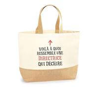 Planetee Sac Directrice Qui Déchire Femme | Cabas de Plage Courses Coton et Toile de Jute Idée Cadeau