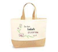 Planetee Sac d'une Louloute d'exception | Cabas de Plage Courses Coton et Toile de Jute Idée Cadeau Femme