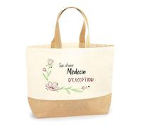 Planetee Sac d'une Médecin d'exception | Cabas de Plage Courses Coton et Toile de Jute Idée Cadeau Femme