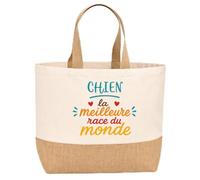 Planetee Sac en Jute Chien Meilleure Race | Sac Cabas Courses Réutilisable 43x33 cm | Idée Cadeau Propriétaire de Chien Dog Lover Anniversaire Noël