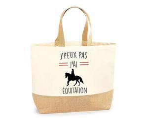 Planetee Sac Equitation j'Peux Pas | Cabas de Plage Courses Coton et Toile de Jute Idée Cadeau