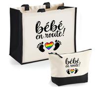 Planetee Sac et trousse Bébé en route - couple lesbienne et gays Cadeau annonce Grossesse Surprise