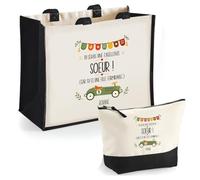 Planetee Sac et trousse Roxane Excellente soeur Cadeau annonce Grossesse Surprise