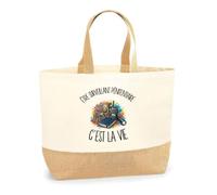 Planetee Sac Être surveillant pénitentiaire c'est la vie | Cabas en Coton avec Fond Jute 18 L 48 × 37 × 13 cm | Marché Shopping Plage Courses | Cadeau Agent de L'État Femme Anniversaire Noël