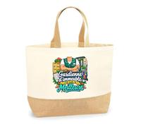 Planetee Sac Gardienne d Immeuble C'est juste la Meilleure Métier | Cabas en Coton avec Fond Jute 18 L 48 × 37 × 13 cm | Marché Shopping Plage Courses | Cadeau Femme Anniversaire Noël