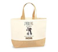 Planetee Sac Greyhound (Lévrier Anglais) | Cabas en Coton avec Fond Jute 18 L 48 × 37 × 13 cm | Marché Shopping Plage Courses | Cadeau Femme Anniversaire Noël