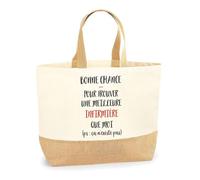 Planetee Sac Infirmière ça n'existe | Cabas de Plage Courses Coton et Toile de Jute Idée Cadeau Femme