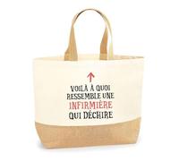 Planetee Sac Infirmière Qui Déchire Femme | Cabas de Plage Courses Coton et Toile de Jute Idée Cadeau