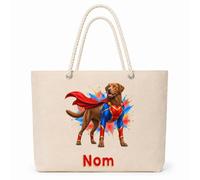 Planetee Sac Isotherme Chesapeake Bay Retriever | Grand Cabas 23 L en Coton avec Doublure Aluminium Double Paroi Zip et Anses Corde | Pique-Nique Courses Propriétaire Chien