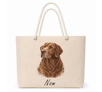 Planetee Sac Isotherme Chesapeake Bay Retriever | Grand Cabas 23 L en Coton avec Doublure Aluminium Double Paroi Zip et Anses Corde | Pique-Nique Courses Propriétaire Chien