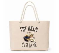 Planetee Sac Isotherme Être avocat c'est la vie | Grand Cabas 23 L en Coton avec Doublure Aluminium Double Paroi Zip et Anses Corde | Pique-Nique Courses Juriste