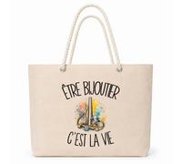 Planetee Sac Isotherme Être bijoutier c'est la vie | Grand Cabas 23 L en Coton avec Doublure Aluminium Double Paroi Zip et Anses Corde | Pique-Nique Courses Artisan D'art