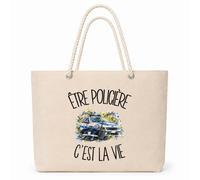 Planetee Sac Isotherme Être policière c'est la vie | Grand Cabas 23 L en Coton avec Doublure Aluminium Double Paroi Zip et Anses Corde | Pique-Nique Courses Agent de la Force Publique
