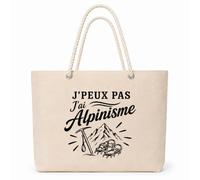 Planetee Sac Isotherme J’peux pas j’ai Alpinisme | Grand Cabas 23 L en Coton avec Doublure Aluminium Double Paroi Zip et Anses Corde | Pique-Nique Courses Alpiniste