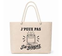 Planetee Sac Isotherme J’peux pas j’ai Bougies | Grand Cabas 23 L en Coton avec Doublure Aluminium Double Paroi Zip et Anses Corde | Pique-Nique Courses