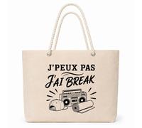 Planetee Sac Isotherme J’peux pas j’ai Break | Grand Cabas 23 L en Coton avec Doublure Aluminium Double Paroi Zip et Anses Corde | Pique-Nique Courses Breakdanseur Breakdanseuse