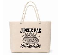 Planetee Sac Isotherme J’peux pas j’ai Galette des rois | Grand Cabas 23 L en Coton avec Doublure Aluminium Double Paroi Zip et Anses Corde | Pique-Nique Courses