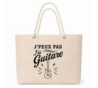 Planetee Sac Isotherme J’peux pas j’ai Guitare | Grand Cabas 23 L en Coton avec Doublure Aluminium Double Paroi Zip et Anses Corde | Pique-Nique Courses Guitariste
