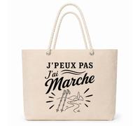 Planetee Sac Isotherme J’peux pas j’ai Marche | Grand Cabas 23 L en Coton avec Doublure Aluminium Double Paroi Zip et Anses Corde | Pique-Nique Courses Marcheur Marcheuse