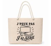 Planetee Sac Isotherme J’peux pas j’ai Série | Grand Cabas 23 L en Coton avec Doublure Aluminium Double Paroi Zip et Anses Corde | Pique-Nique Courses