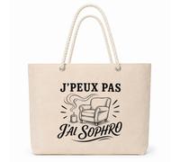 Planetee Sac Isotherme J’peux pas j’ai Sophro | Grand Cabas 23 L en Coton avec Doublure Aluminium Double Paroi Zip et Anses Corde | Pique-Nique Courses