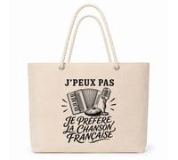 Planetee Sac Isotherme J’peux pas je préfère la Chanson française | Grand Cabas 23 L en Coton avec Doublure Aluminium Double Paroi Zip et Anses Corde | Pique-Nique Courses