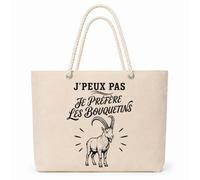 Planetee Sac Isotherme J’peux pas je préfère les Bouquetins | Grand Cabas 23 L en Coton avec Doublure Aluminium Double Paroi Zip et Anses Corde | Pique-Nique Courses