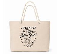 Planetee Sac Isotherme J’peux pas je préfère mon Gecko | Grand Cabas 23 L en Coton avec Doublure Aluminium Double Paroi Zip et Anses Corde | Pique-Nique Courses