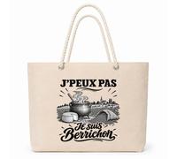 Planetee Sac Isotherme J’peux pas je suis Berrichon | Grand Cabas 23 L en Coton avec Doublure Aluminium Double Paroi Zip et Anses Corde | Pique-Nique Courses