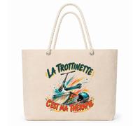 Planetee Sac Isotherme La trottinette c'est ma thérapie | Grand Cabas 23 L en Coton avec Doublure Aluminium Double Paroi Zip et Anses Corde | Pique-Nique Courses