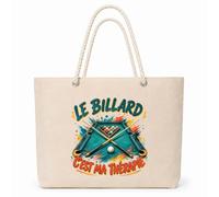 Planetee Sac Isotherme Le billard c'est ma thérapie | Grand Cabas 23 L en Coton avec Doublure Aluminium Double Paroi Zip et Anses Corde | Pique-Nique Courses